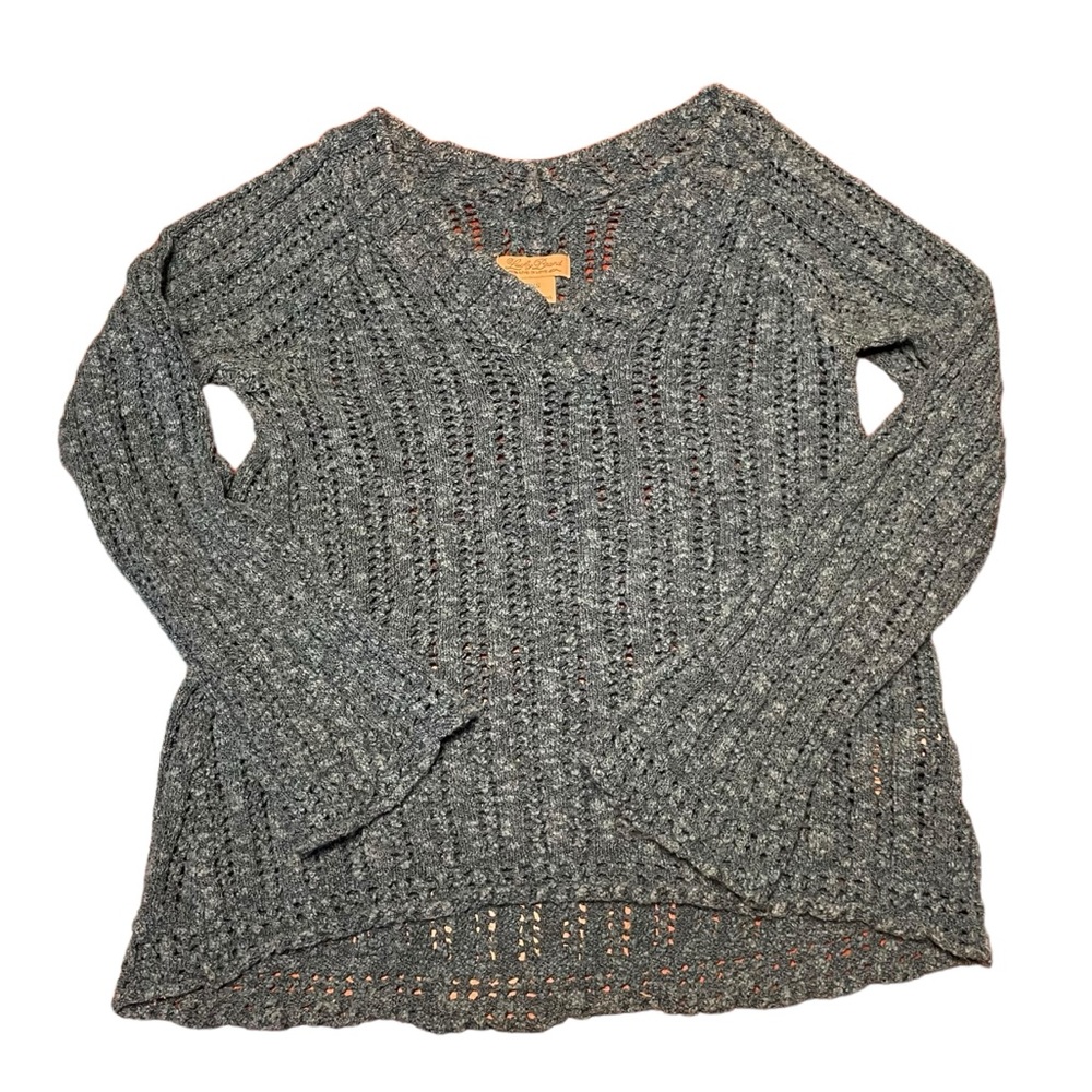 Lucky Brand women’s size XS blue open knit boho Longsleeve blouse sweater